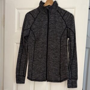 Old Navy Women's Heathered Gray Full-zip Jacket w/ 2 zippered pockets